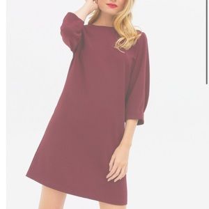 American Apparel Burgundy 3/4 Sleeve Mini Tunic Dress